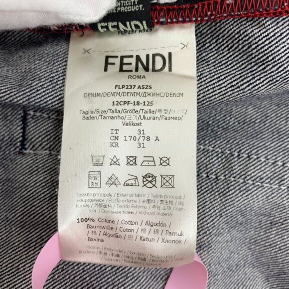 Fendi Fila Collaboration Dark Blue Wide-Leg Cotton Denim Pants Size 31/34 - Picture 3 of 8